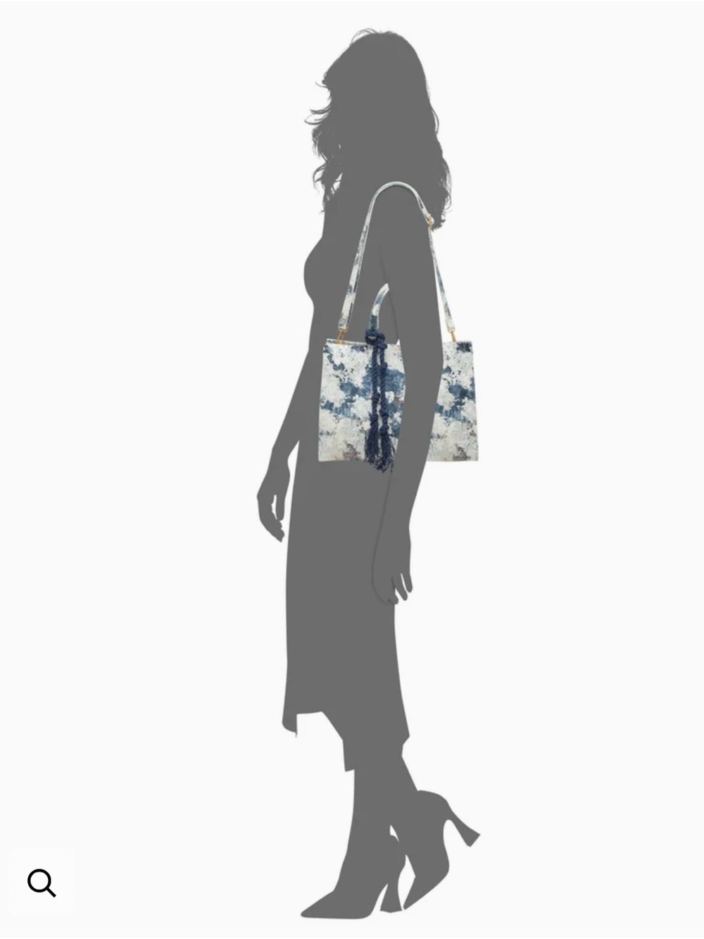 ✨💎NWT💎✨VINCE CAMUTO Canvas Denim Floral Print 2 way Tote Bag with Navy Tassel - Picture 5 of 9